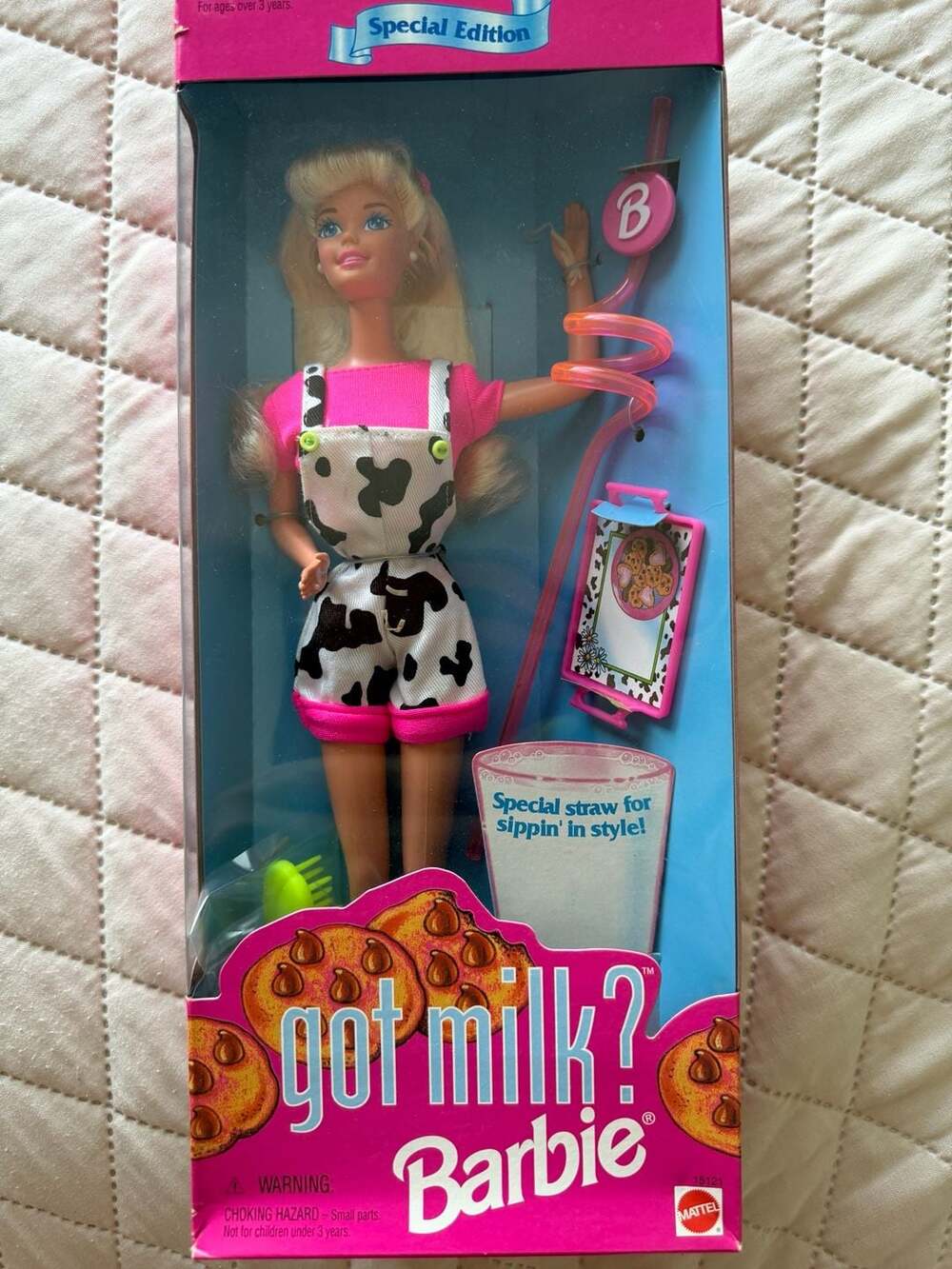 Barbie Got Milk? Special Edition Doll with Cow Print Overalls and Sipper Straw